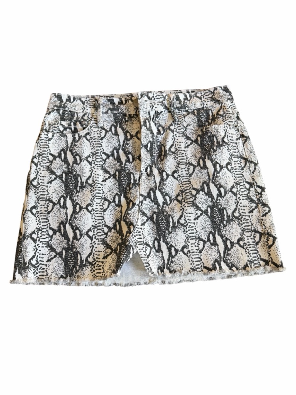 FRAME Denim Python Cream and Black Print Denim Mini Skirt Size 27